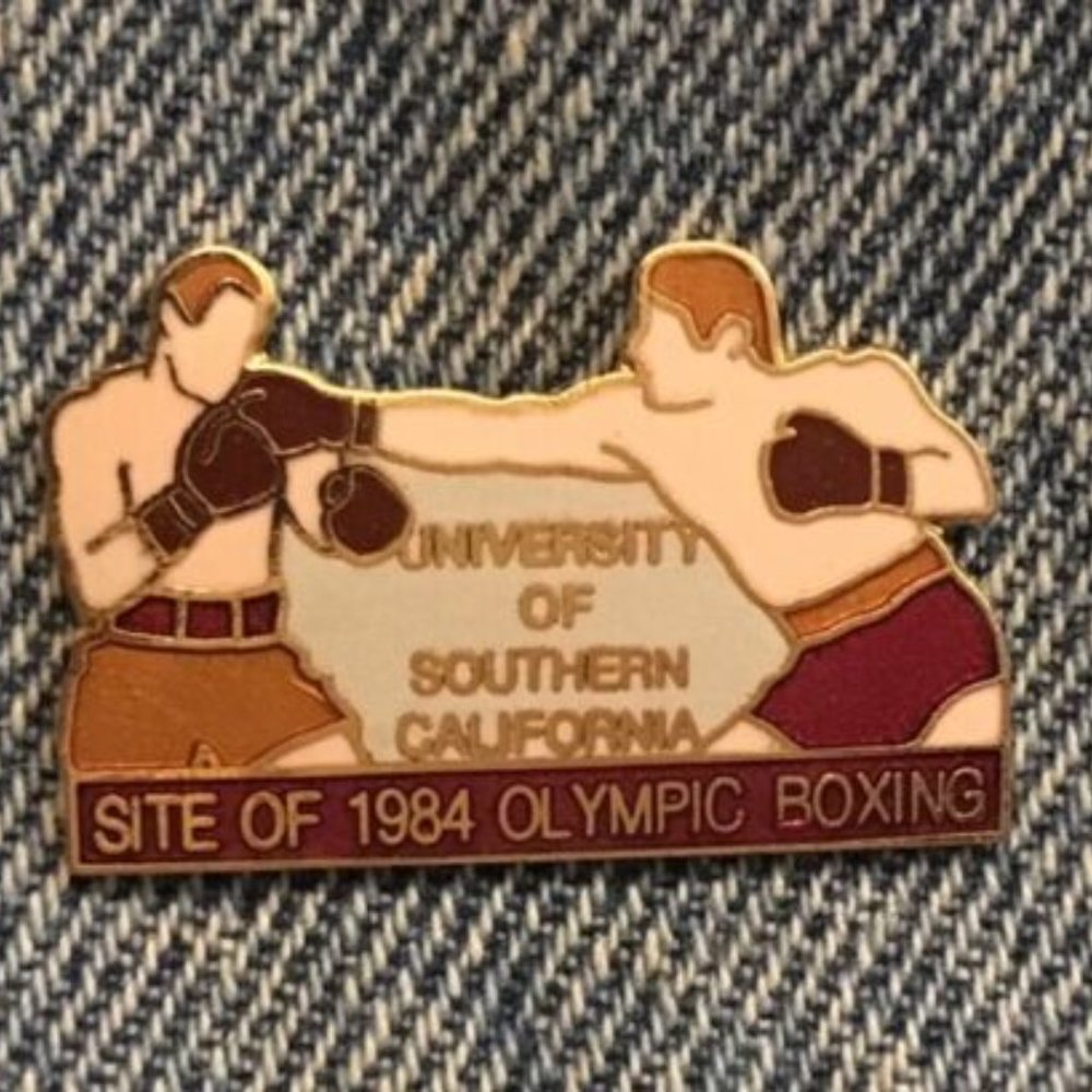 Boxing Olympic Pin~1984 Los Angeles~USC Venue Site ~ Cloisonné by Sun Unlimited